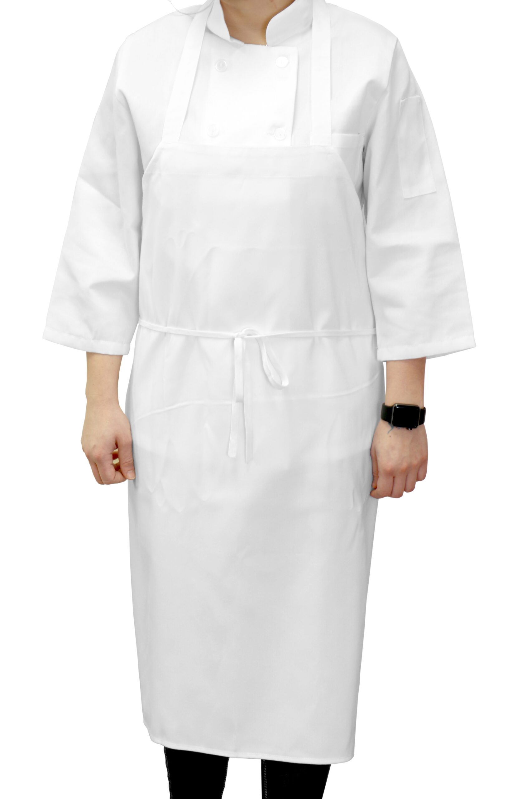 Bib Spun Poly Aprons - White, Bib