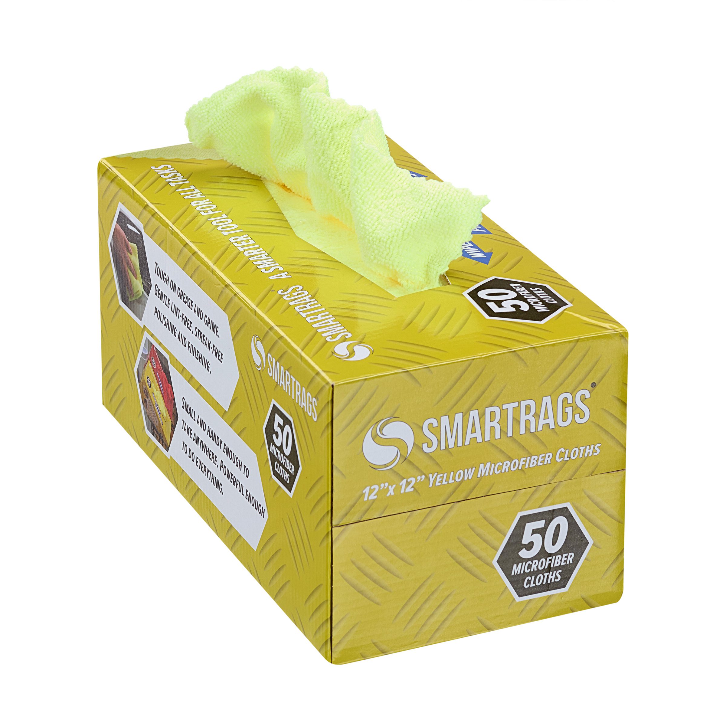 SmartRags 12x12 Microfiber Cloths - Yellow, 12" x 12", 200 GSM, 18 Grams/Piece