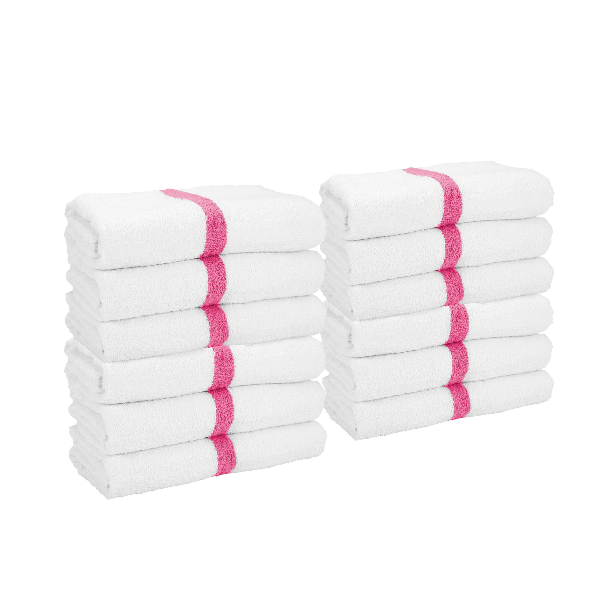 Power Towels - 22" x 44", White with Pink Stripe