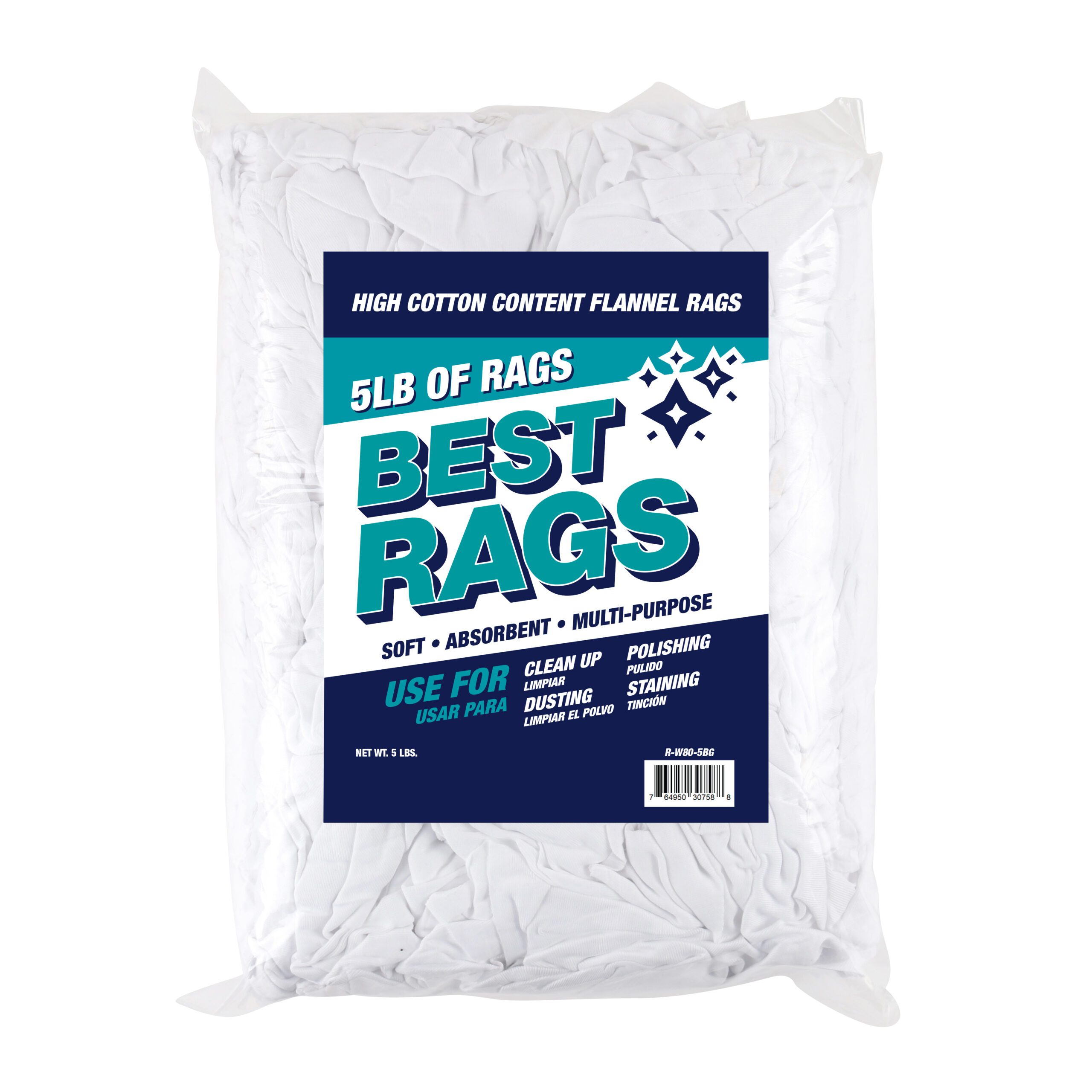 White Flannel Polishing Cloth - 5Lb Compressed Bag, 14" x 14" to 20" x 20"