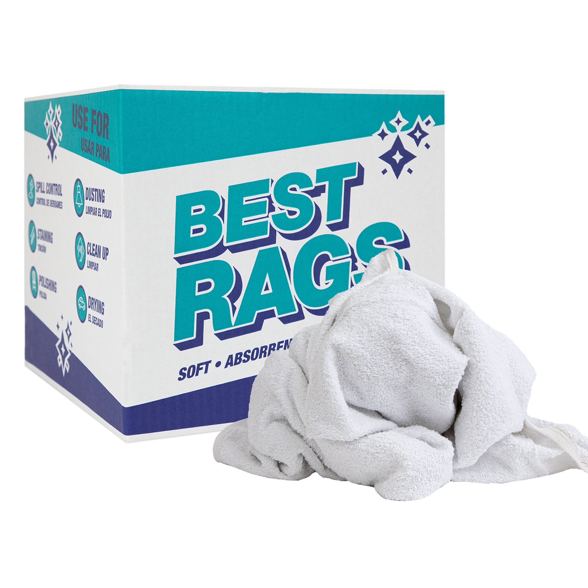 N-W54-10_MAIN White Hand Towel Size Wipers - 10Lb Box, 15" x 25" to 16" x 30"