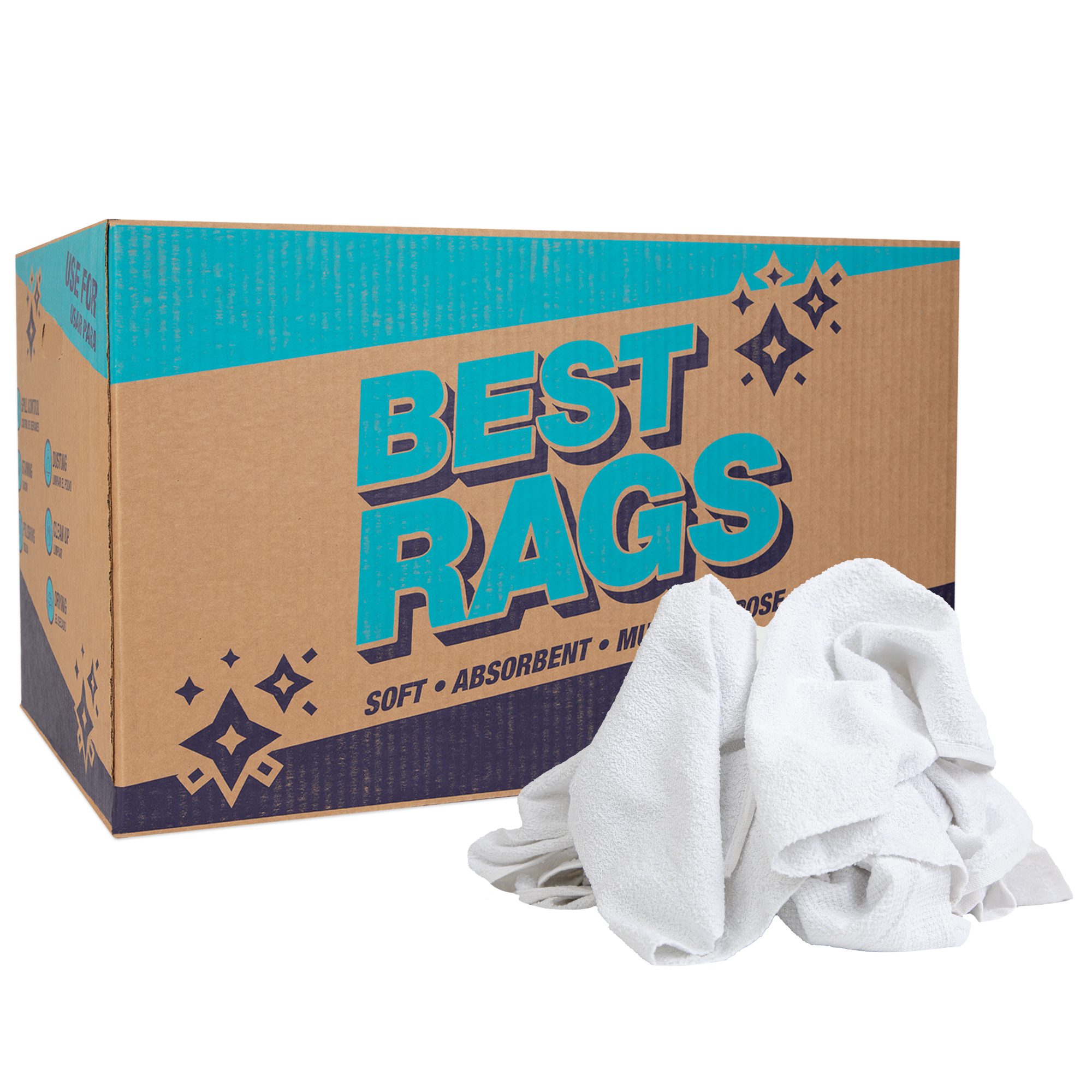 N-W54-25_MAIN White Hand Towel Size Wipers - 25Lb Box, 15" x 25" to 16" x 30"