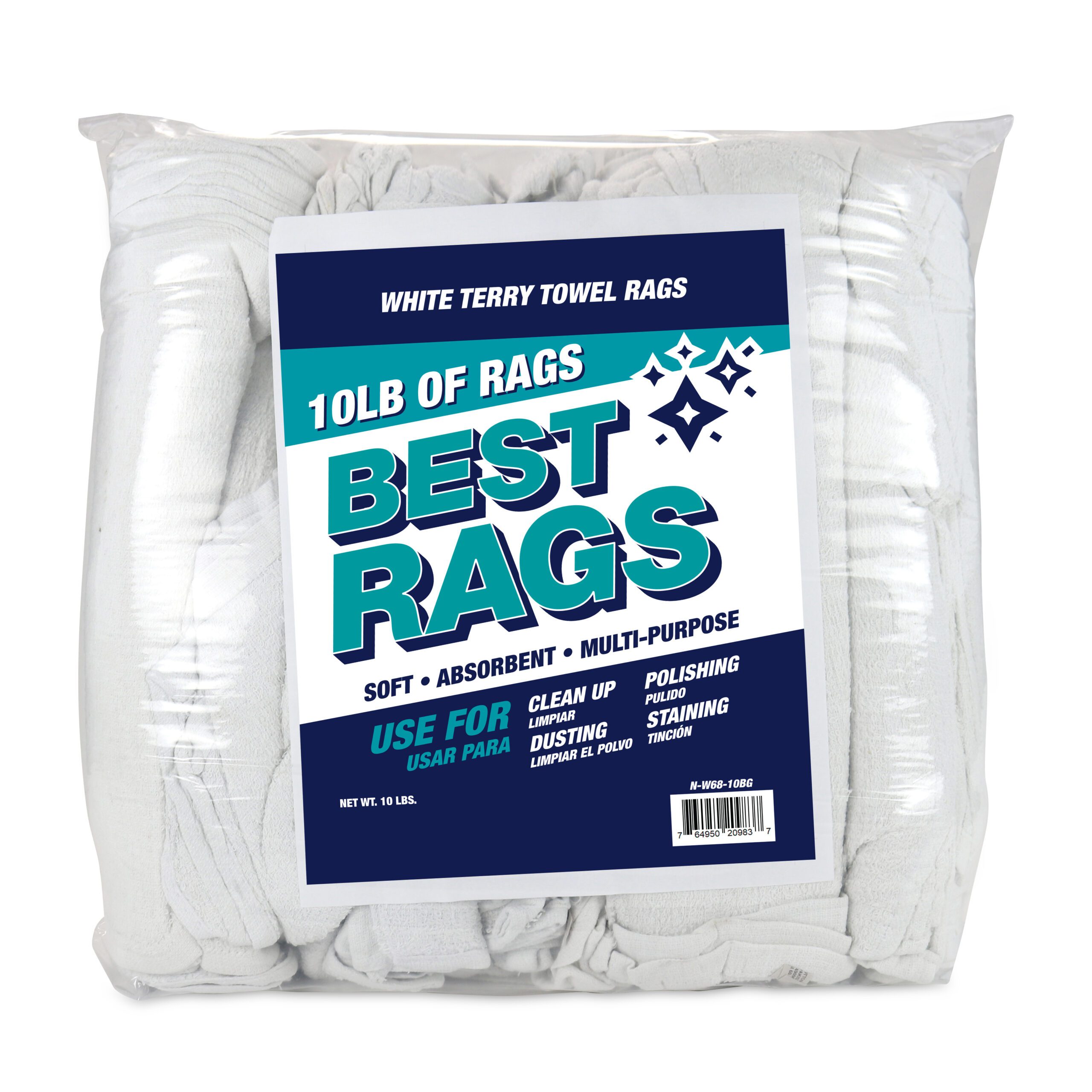 Shop Towel Size Terry Wipers - 10Lb Compressed Bag, 14" x 14" to 20" x 20"