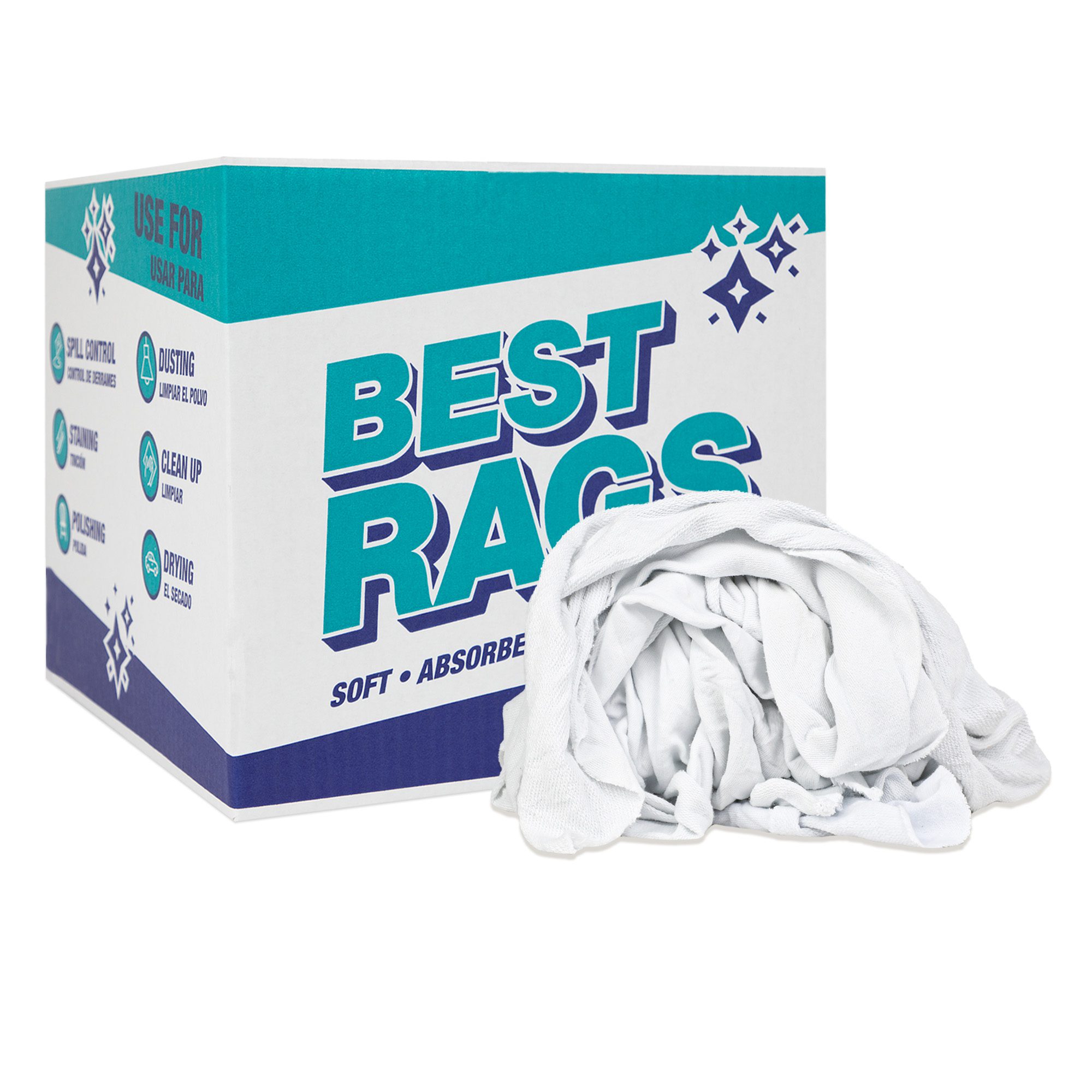 N2-W51W-10_MAIN White One-Sided Terry Wipers - 10Lb Box, 14" x 14" to 20" x 20"