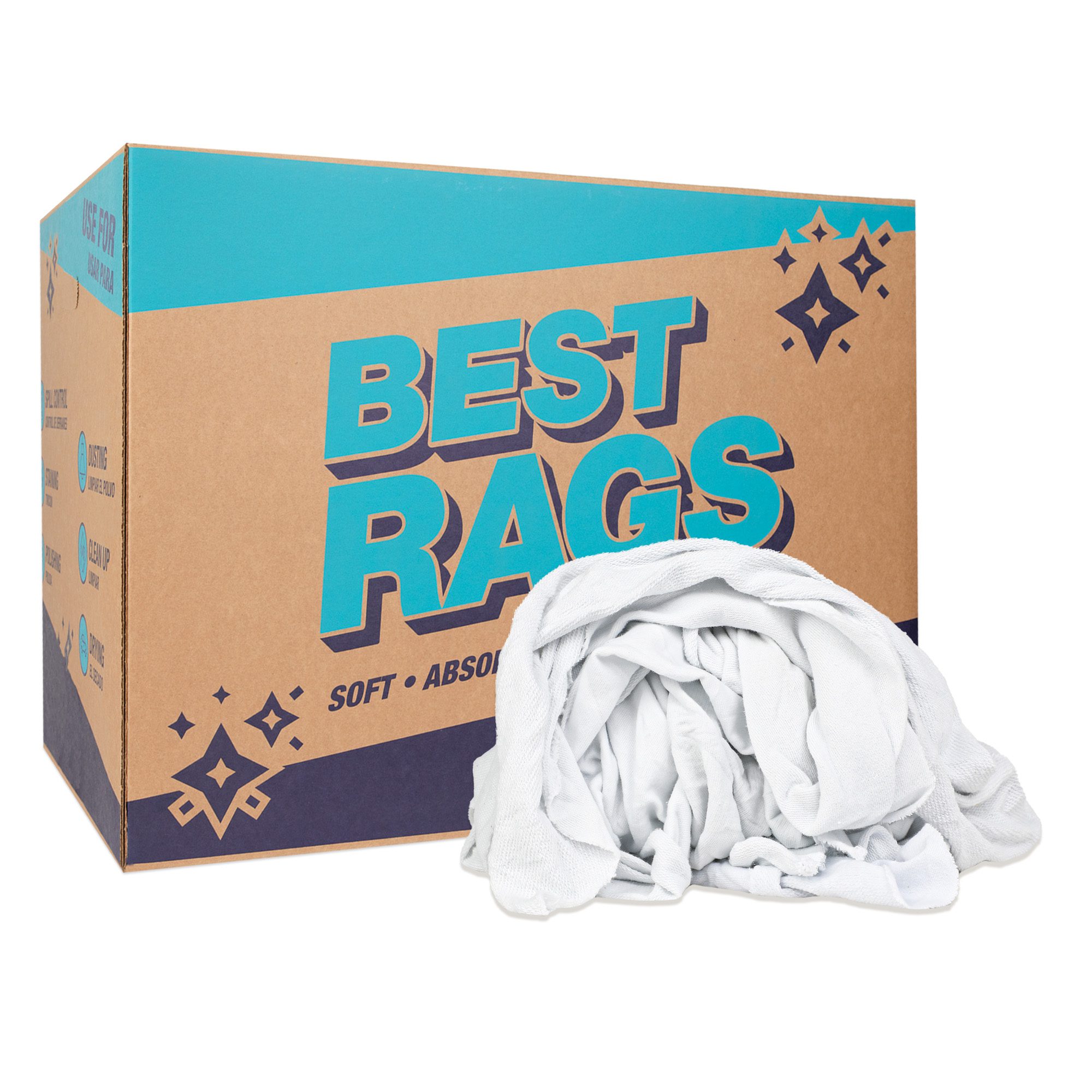 N2-W51W-50_MAIN White One-Sided Terry Wipers - 50Lb Box, 14" x 14" to 20" x 20"