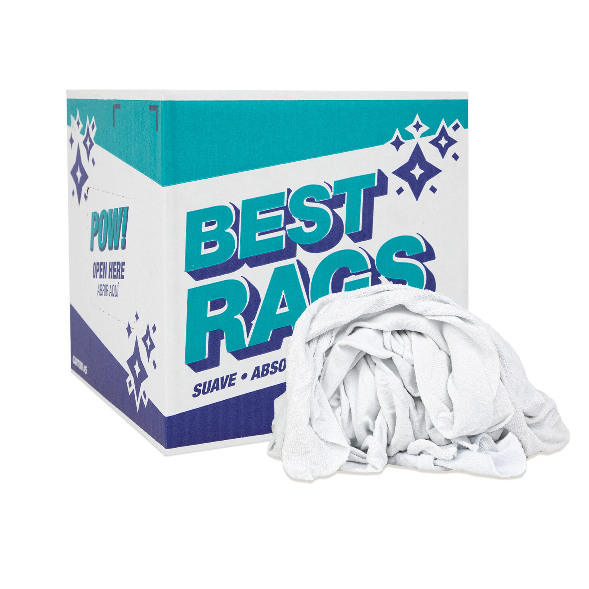 N2-W51W-5_MAIN White One-Sided Terry Wipers - 5Lb Box, 14" x 14" to 20" x 20"