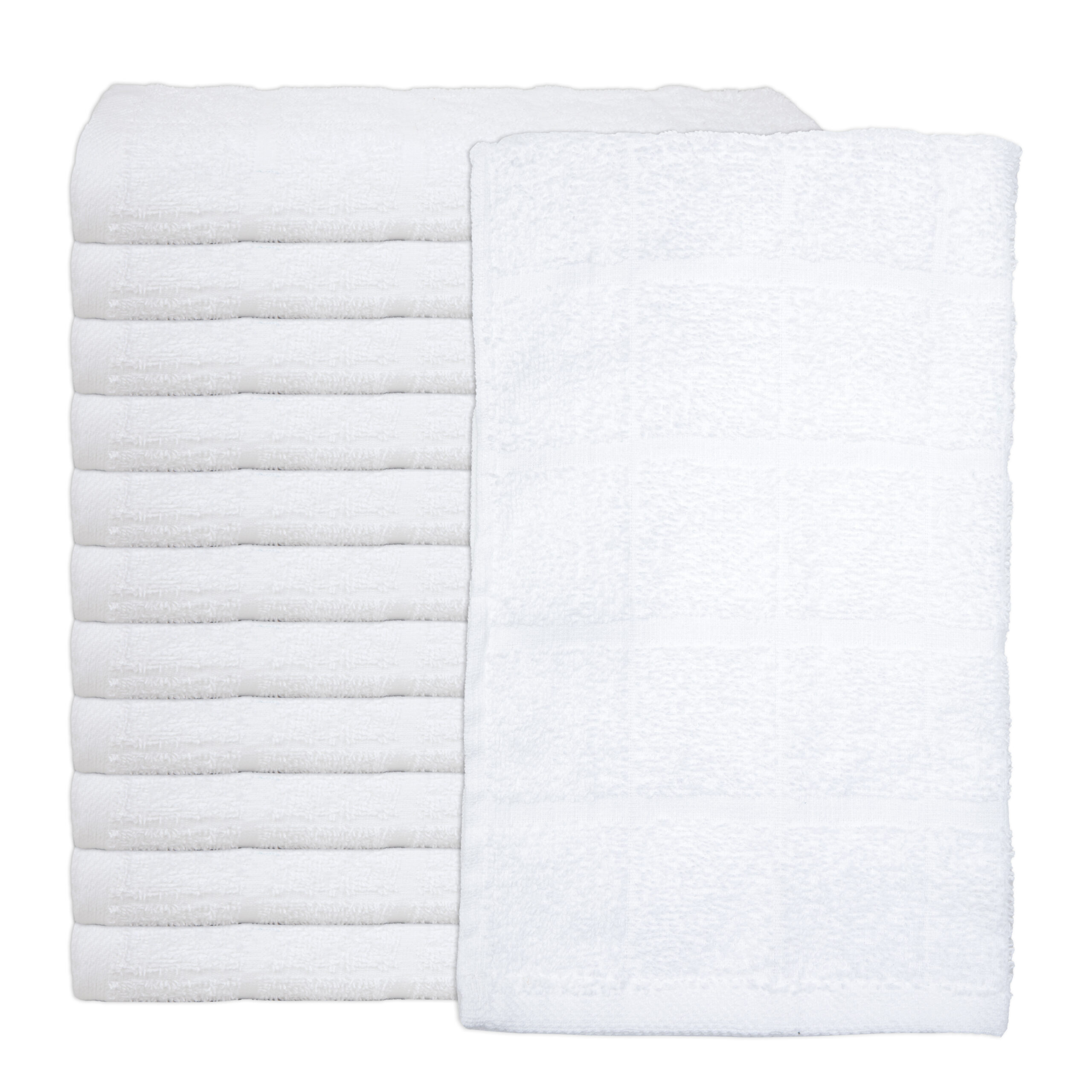 Stack of white kitchen towels
