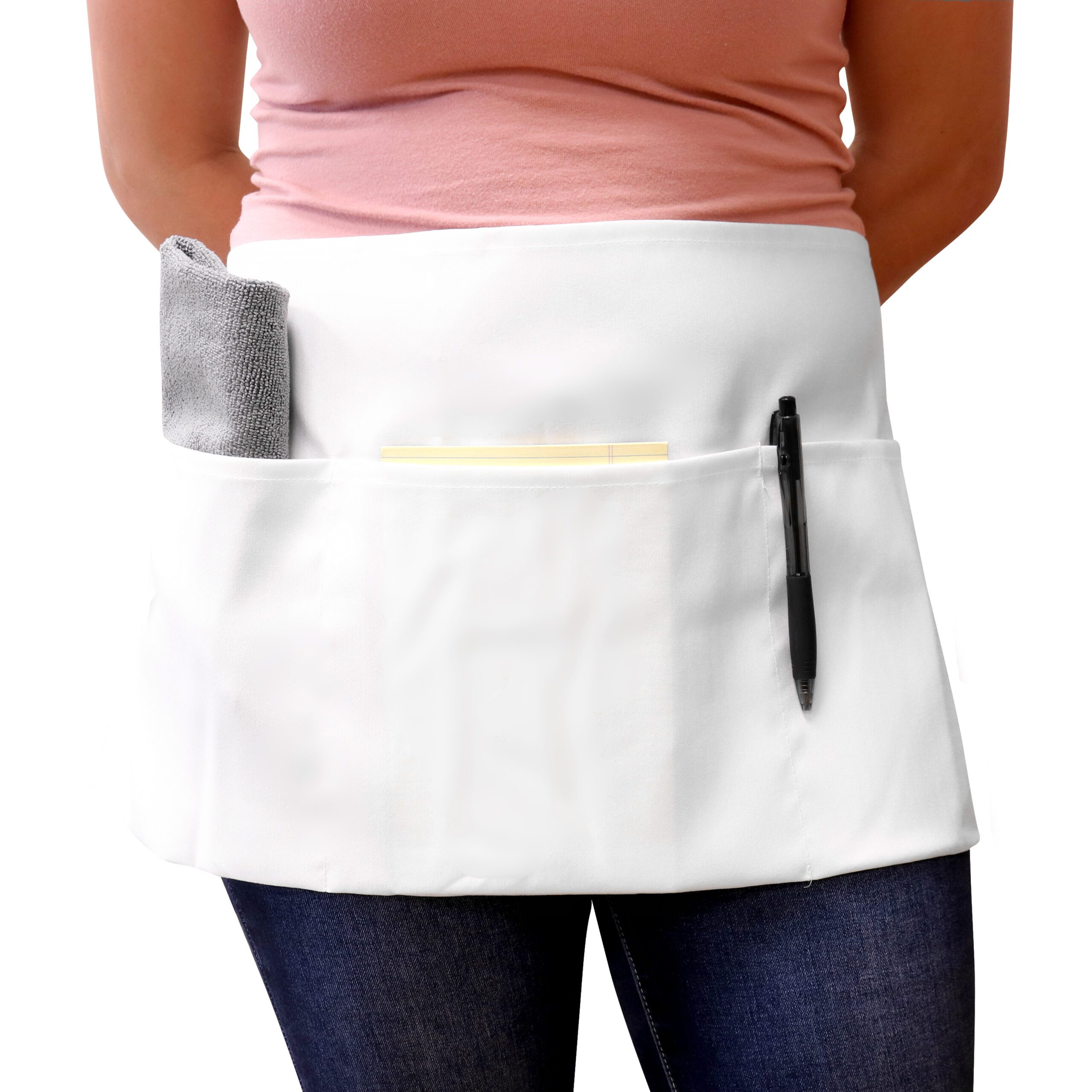 WAISTAPRON-WHT_LIFESTYLE Waist Spun Poly Aprons - White, Waist