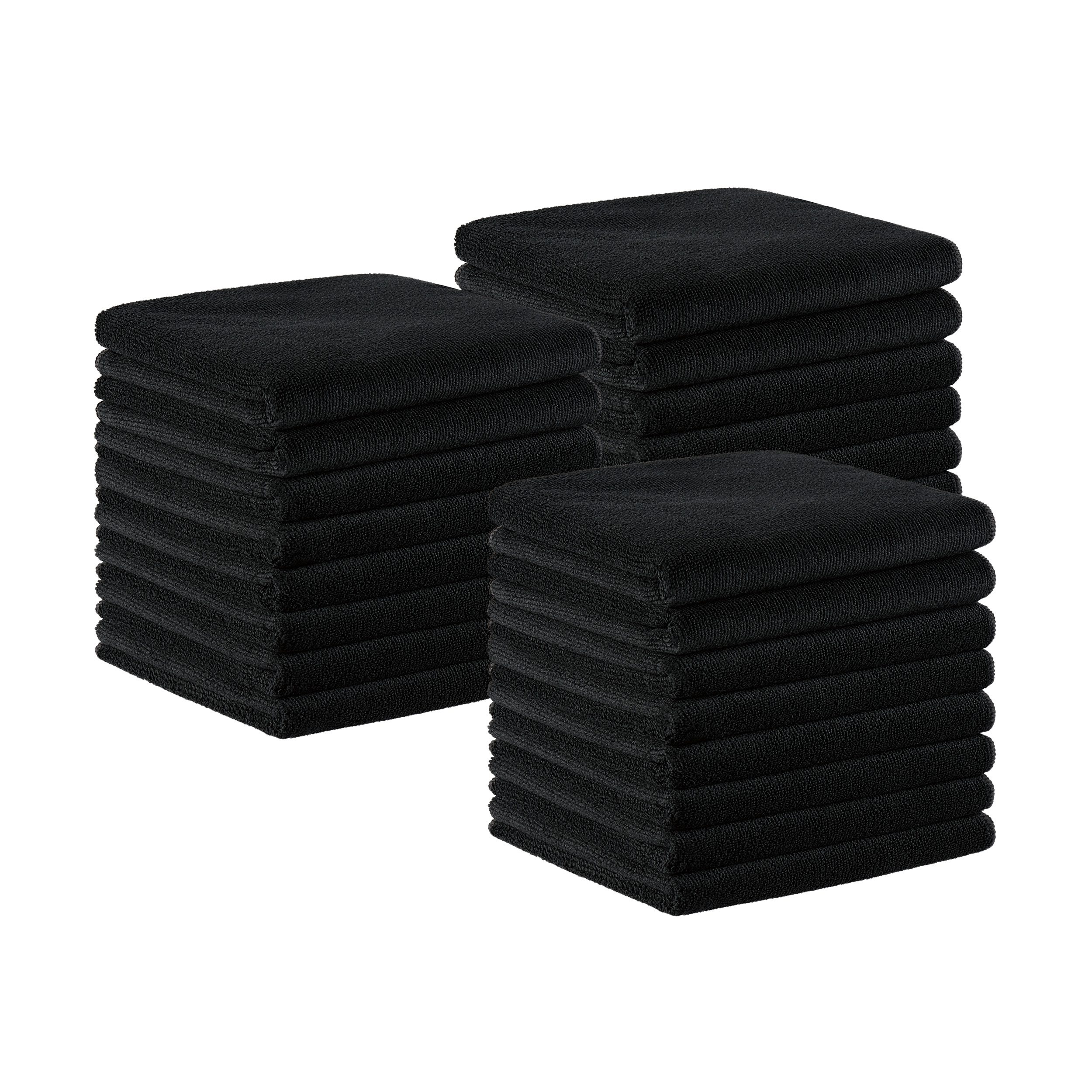 Bleach-Resistant Microfiber Salon Towels - Black
