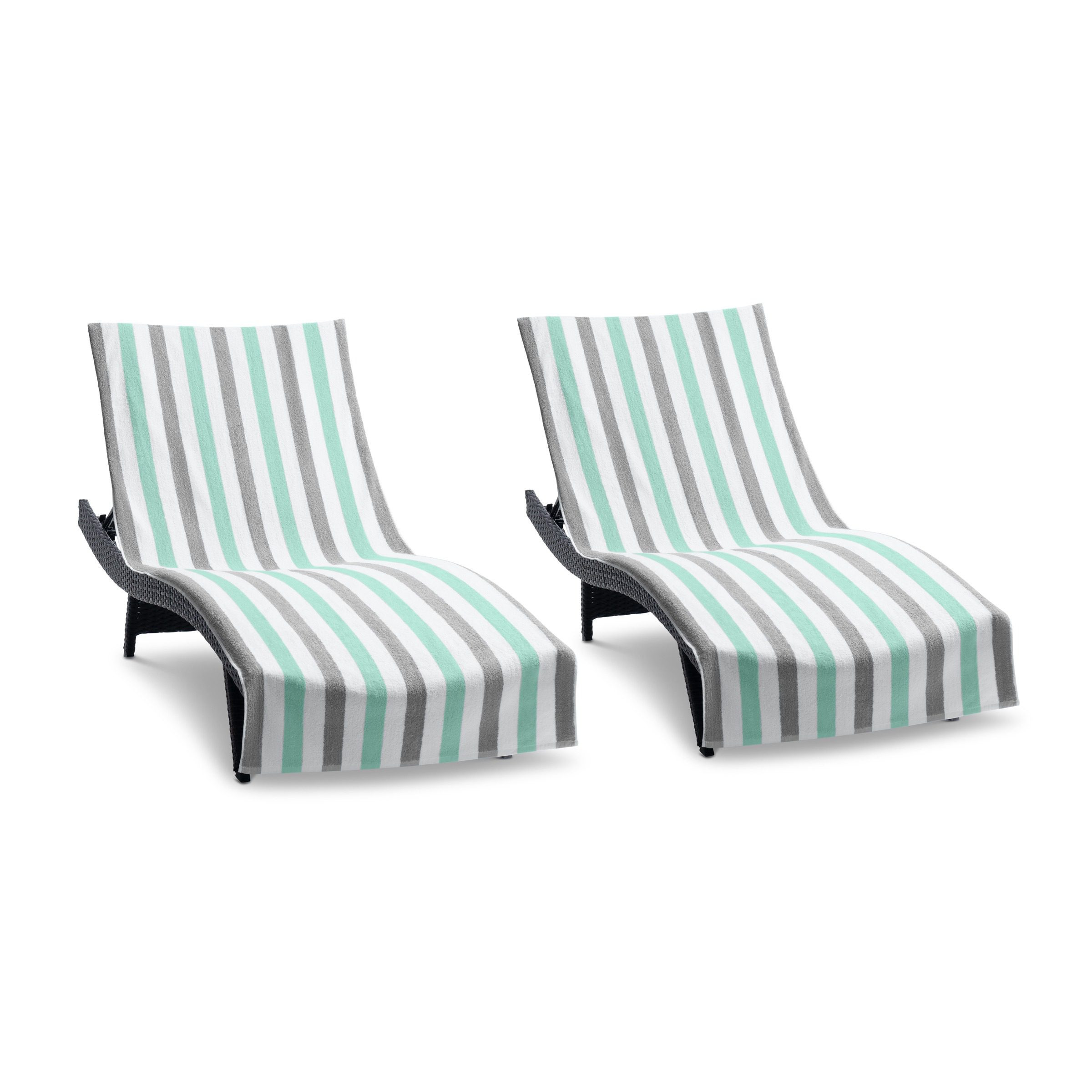 Cabo Cabana Chaise Lounge Covers - Grey/Mint Green