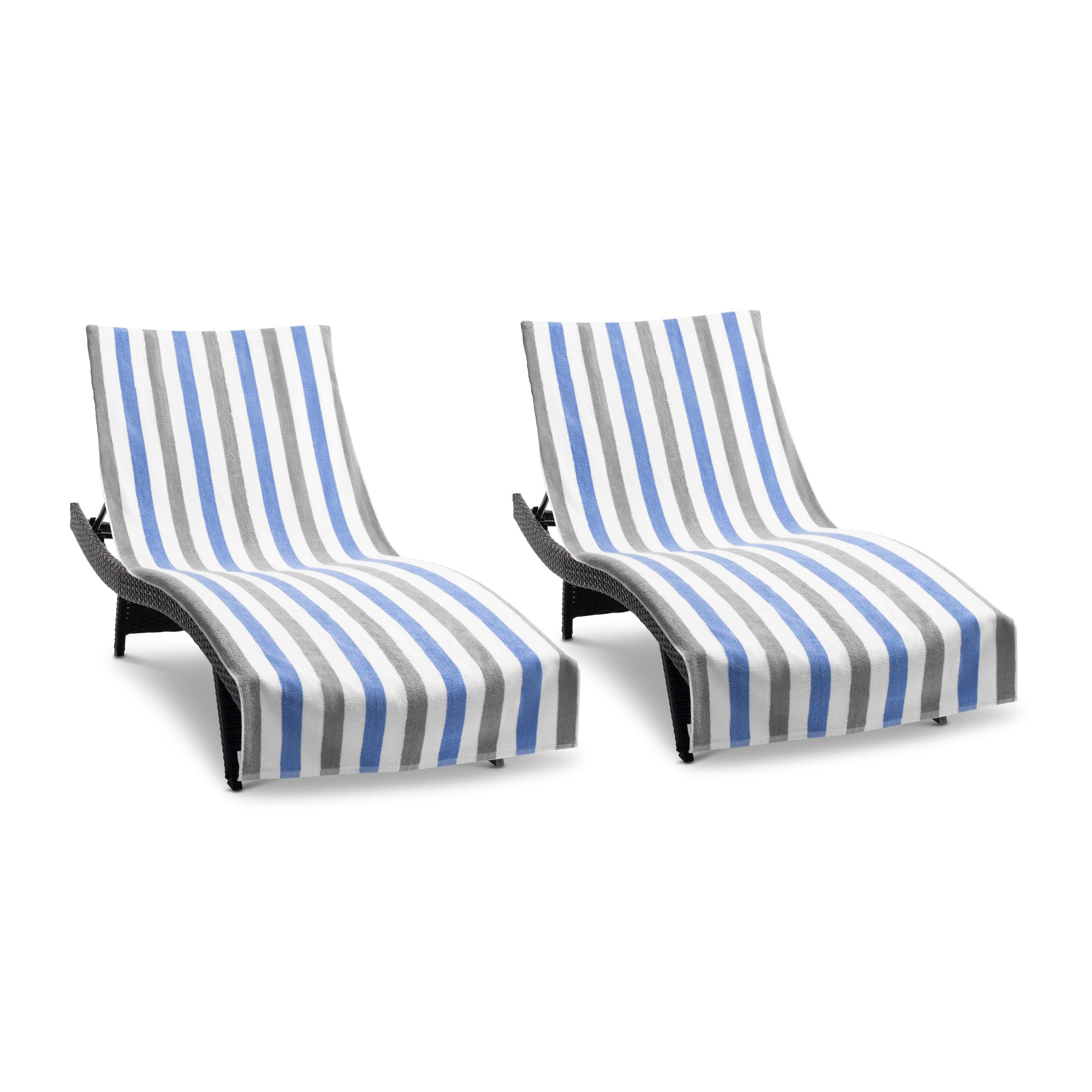 Cabo Cabana Chaise Lounge Covers - Grey/Blue