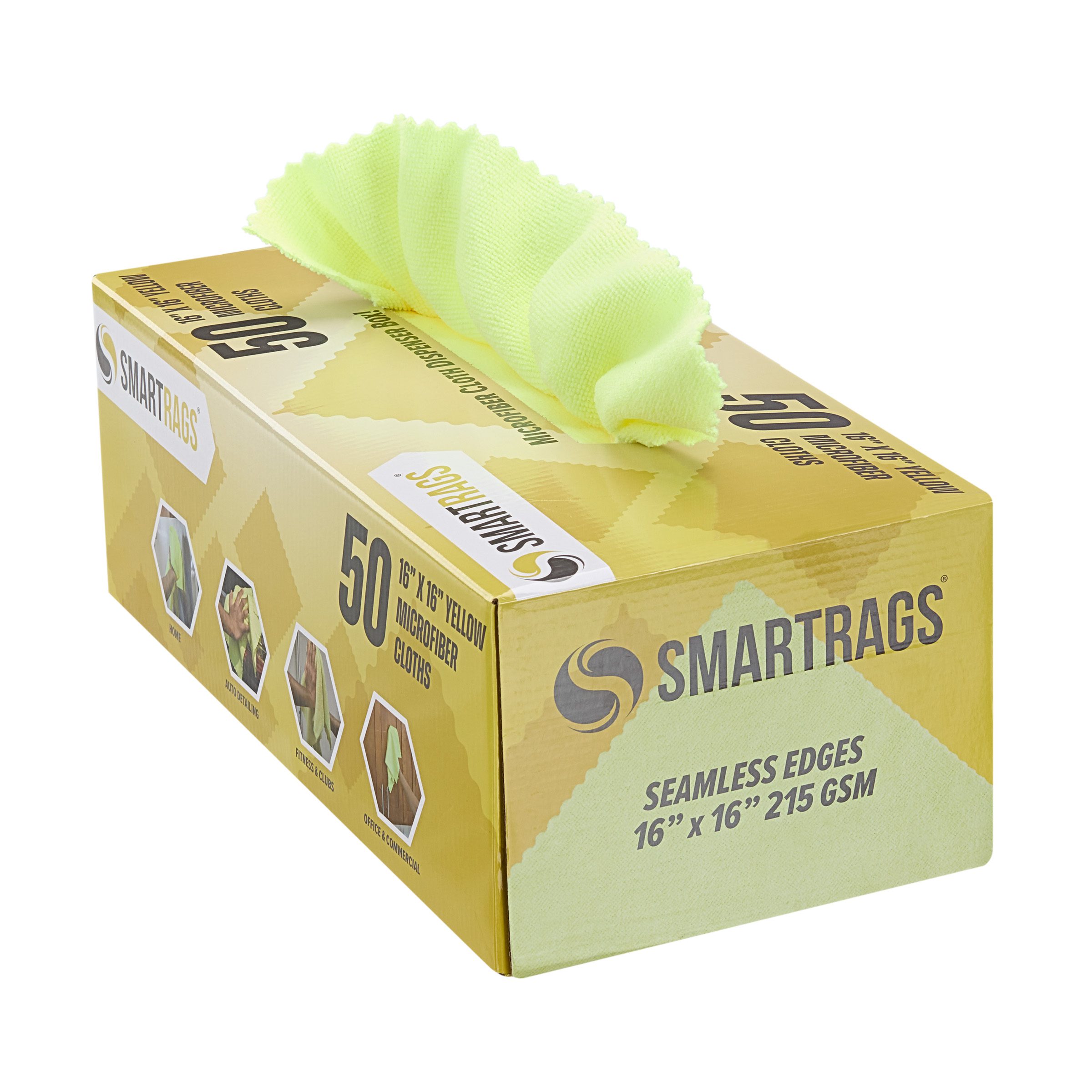 SmartRags Mid-weight Microfiber Cloth Box - Yellow, 16x16, 215 GSM